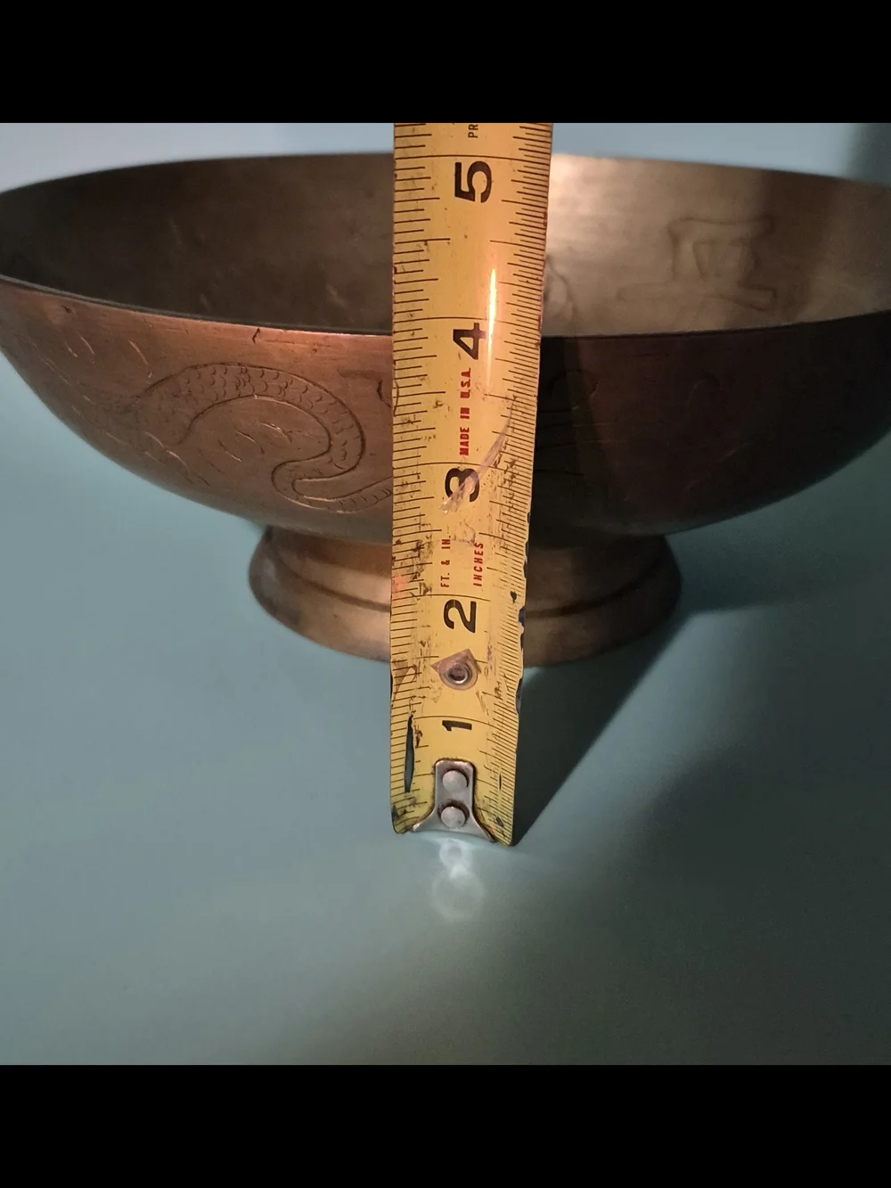 Engraved Decorative Brass Bowl - Rustic Copper Tone